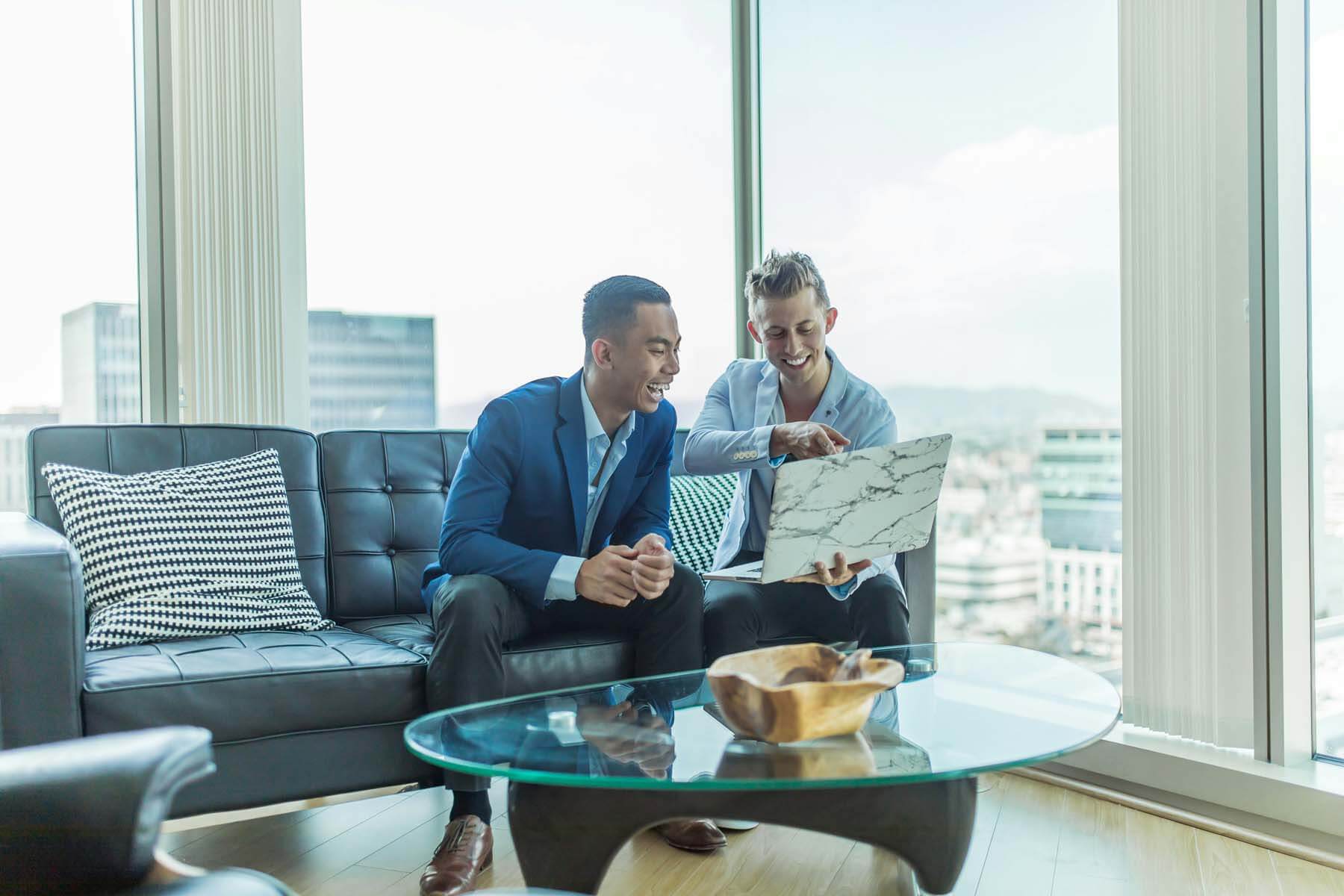 Two men in discussion